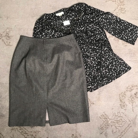 Vintage gray high waist wool pencil skirt sz 10 - Picture 2 of 8